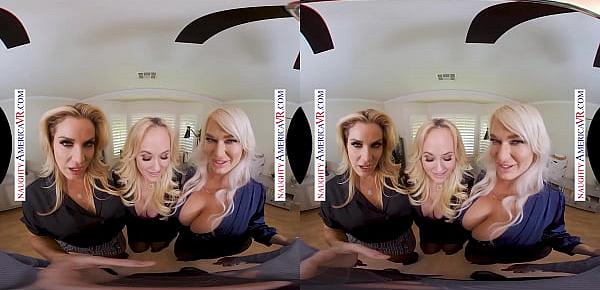 Naughty America - Brandi Love, Kayla Paige, and London River bang the new guy for meeting the sales quota